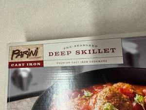 Pre-Seasoned Cast Iron Deep Skillet - New In Box.