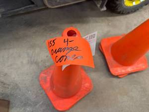 Four Large Orange Safety Cones