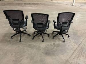 Three Matching Vent Back Three-Way Adjustable Rolling Chairs