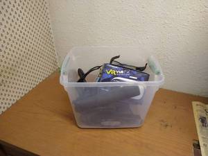 lot 82 image: Tote Of Mixed Wii Accessories, VR Glasses, 3D Glasses