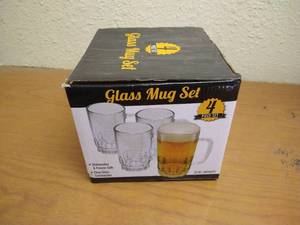 lot 88 image: (4) Glass Mug Set - New In Box