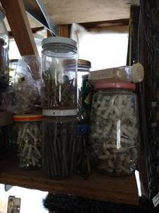 lot 136 image: Right Side Shelf Jars Of Misc. Hardware