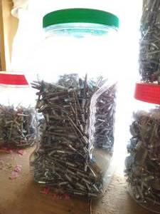 lot 137 image: (1) Large & (2) Small Jars Of Rivets