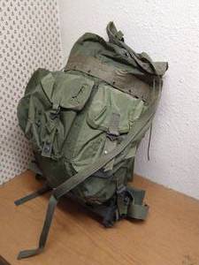 lot 157 image: Military Backpack With Frame, Full Of Ponchos