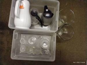 lot 215 image: Assortment Of Pitchers, Glass Items, Insulated Coffee Pitchers, Teapots
