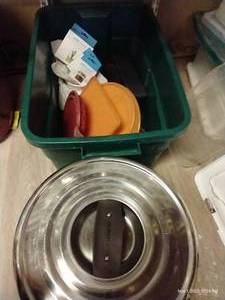 lot 237 image: Misc. Kitchen Gadgets, Jar Lids, And Loaf Pans