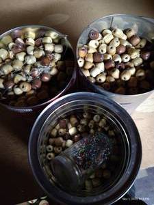 lot 276 image: (3) Large Coffee Cans Of Various Sized Wooden Beads