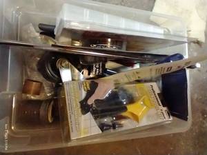 lot 324 image: Tote Of Tools, Carving Disc For Angle Grinder, Caulking Tools, And Misc.