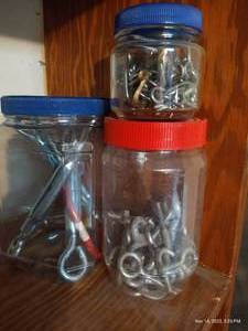 lot 369 image: (3) Jars Of Eye Hooks