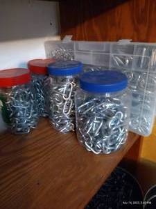 lot 375 image: (4) Jars Of Chains, Organizer Chain Links & Hooks