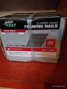 lot 379 image: Box Of Clipped Head Framing Nails - New In Box