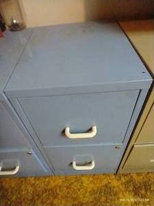lot 392 image: (2) Drawer Blue File Cabinet