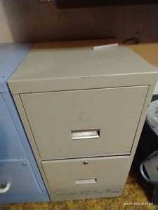 lot 393 image: (2) Drawer Tan File Cabinet