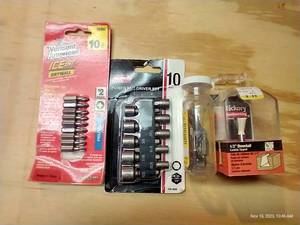 lot 405 image: Nut Driver Bits, Router Bits, Misc. Router Bits, Etc. - Mostly New