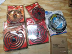 lot 458 image: Top Burners & Drip Pans For Electric Stove - Brand New