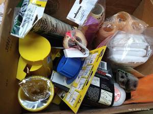 lot 459 image: Box Of Painting Supplies - Rollers, Terry Cloths, Brushes, Etc.
