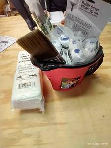 lot 460 image: Paint Supplies - Mini Rollers, Steam Pads, Brushes, Paint Pail, Etc. - Brand New