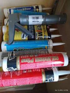 lot 471 image: Caulking Gun And (15) Various Caulk - Silicone, Windowdoor, All-Purpose, Etc.
