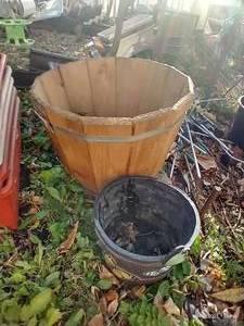 lot 477 image: (2) Barrel Style Planters