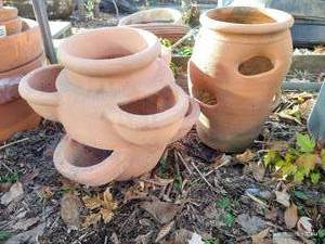 lot 492 image: (2) Terra Cotta Herb Planters