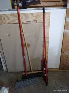 lot 529 image: (3) Heavy Duty Push Brooms - New Or Like New