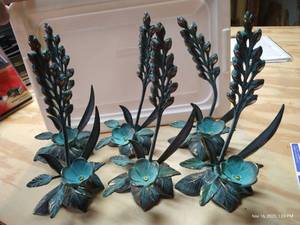lot 534 image: (6) Cast Iron DecorationsCandle Holders