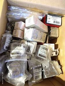 lot 601 image: Box Of Metal Electrical Outlets