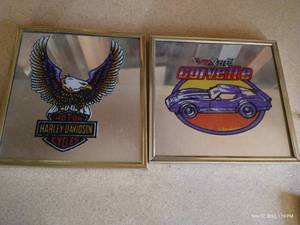 lot 690 image: Harley Davidson & Corvette Mirror Decor
