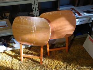 lot 716 image: Set of Wood TV Tray Stands NEW