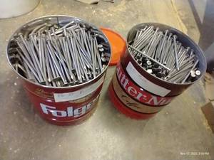 lot 755 image: Two Large Cans of Galvanized Nails