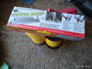 lot 849 image: Ladder Rung Step, (2) Rolls of Heavy Plastic Twine, Gas Can