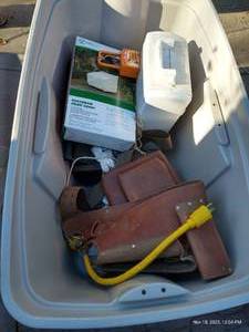 lot 874 image: Large Plastic Tote Full of Items