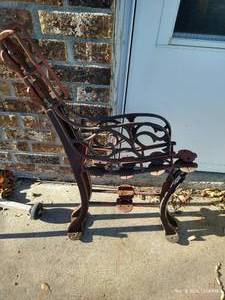 lot 877 image: Wrought Iron BenchChair Ends