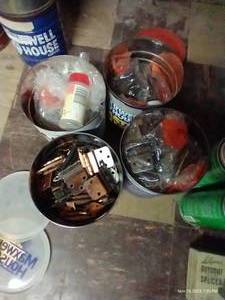 lot 906 image: (4) Coffee Cans of Hinges