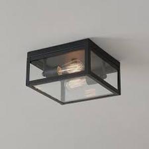 lot 1 image: Hampton Bay Hurley Modern 2 -Light Matte Black Outdoor Flush Mount Ceiling Light