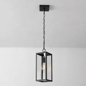 lot 8 image: Hampton Bay Hurley Modern 1-Light Matte Black Hardwired Outdoor Hanging Pendant Light