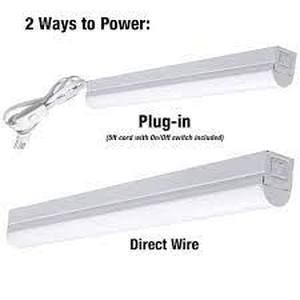 lot 23 image: Commercial Electric 2 ft LED Garage Workshop Ceiling Strip Light Plug-In or Hardwire 900 Lumens with Power & Linking Cord 4000K Bright White