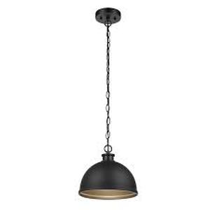 lot 6 image: Hampton Bay Talullah 1-Light Matte Black Pendant Lighting with Gold Interior