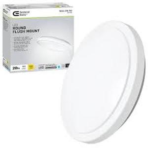 lot 29 image: Commercial Electric 20 in. White Round LED Flush Mount Ceiling Light 2200 Lumens 4000K Bright White Dimmable Bedroom Basement Garage