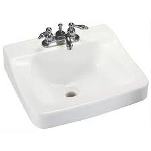 lot 65 image: Glacier Bay 19.29 in Aragon Wall-Mounted Rectangular Bathroom Sink in White
