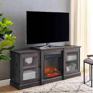 lot 70 image: 60 Classic Tiered Top Fireplace TV Console in Slate Grey - Walker Edison W60FPTTSG