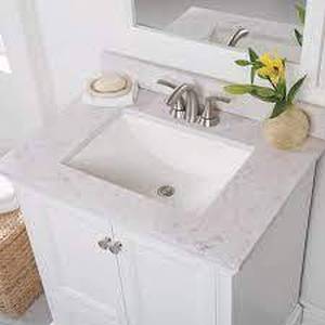 lot 58 image: Home Decorators Collection 31 in. W x 22 in. D Cultured Marble White Rectangular Single Sink Vanity Top in Bianco Antico