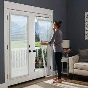 lot 78 image: ODL White Cordless Add On Enclosed Aluminum Blinds with 12 in. Slats, for 22 in. Wide x 64 in. Length Door Windows