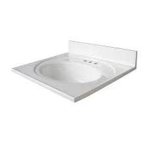 lot 75 image: Glacier Bay 25 in. W x 22 in. D Cultured Marble White Round Single Sink Vanity Top in White