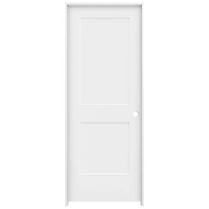 lot 80 image: JELD-WEN 30 in. x 80 in. 2 Panel Monroe Primed Left-Hand Smooth Solid Core Molded Composite MDF Single Prehung Interior Door