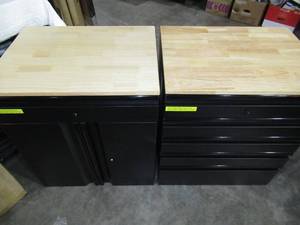 lot 84 image: 5-Piece Heavy Duty Welded Steel Garage Storage System in Black (128 in. W x 81 in. H x 24 in. D-Conditions Apply
