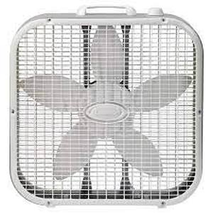 lot 97 image: Lasko 20 in. 3 Speeds Box Fan in White with Save-Smart Technology for Energy Efficiency, Carry Handle