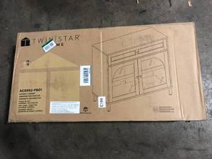 Black Accent Cabinet with Glass Doors by Twin Star Home  Customer Returns See Pictures