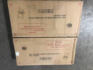 Lot of  2 Cherry Wood Contour Folding Chair (Set of 4) Customer Returns See Pictures