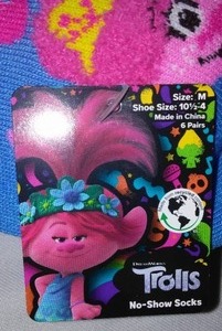 lot 9 image: Trolls 6 Pack No Show Socks(2 pkgs of 6)